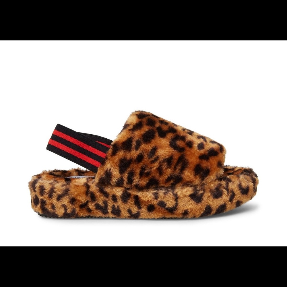 Steve Madden Leopard Faux Fur Slippers Sz. 9M EUC